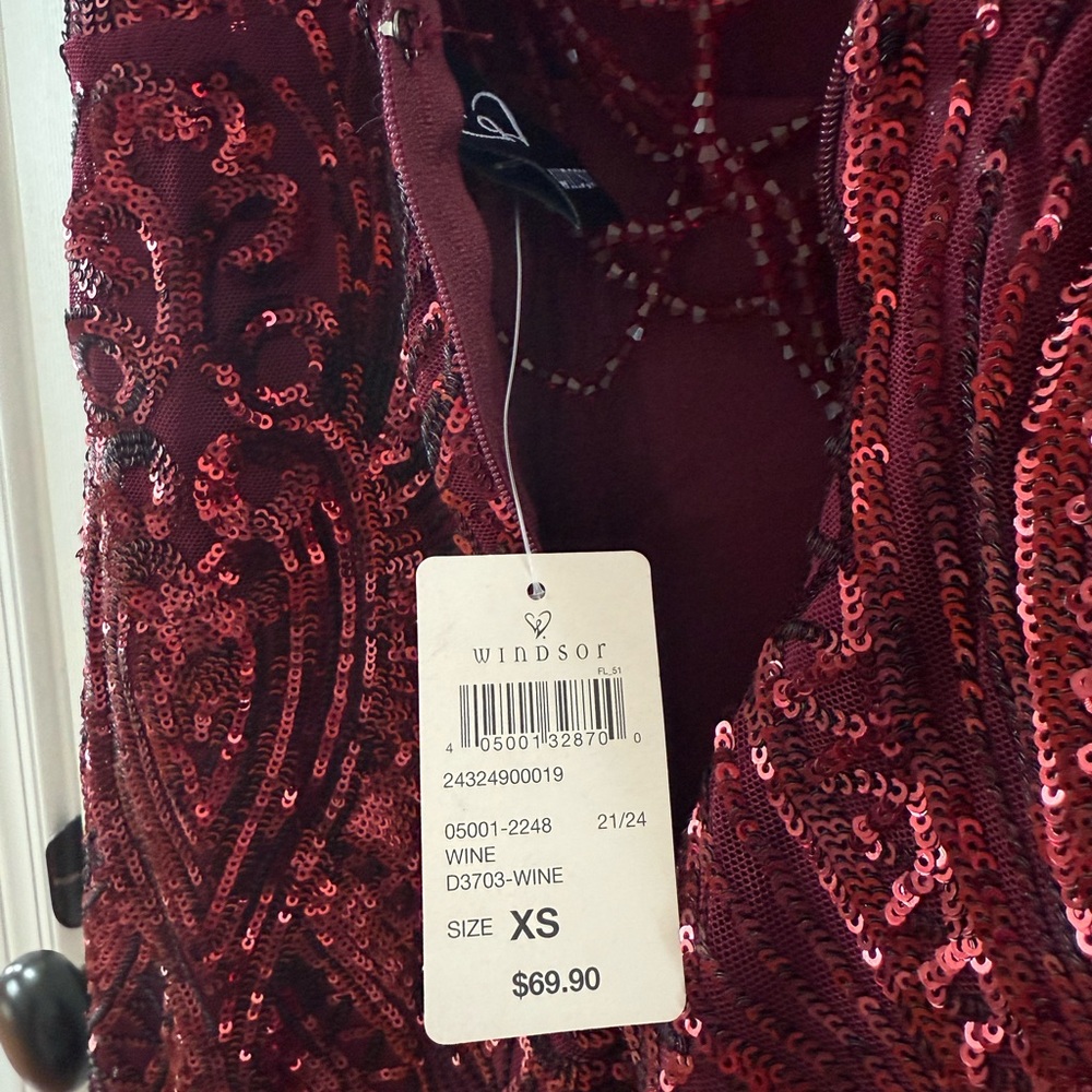 Windsor Burgundy Sequin Mini Dress - Picture 3 of 5